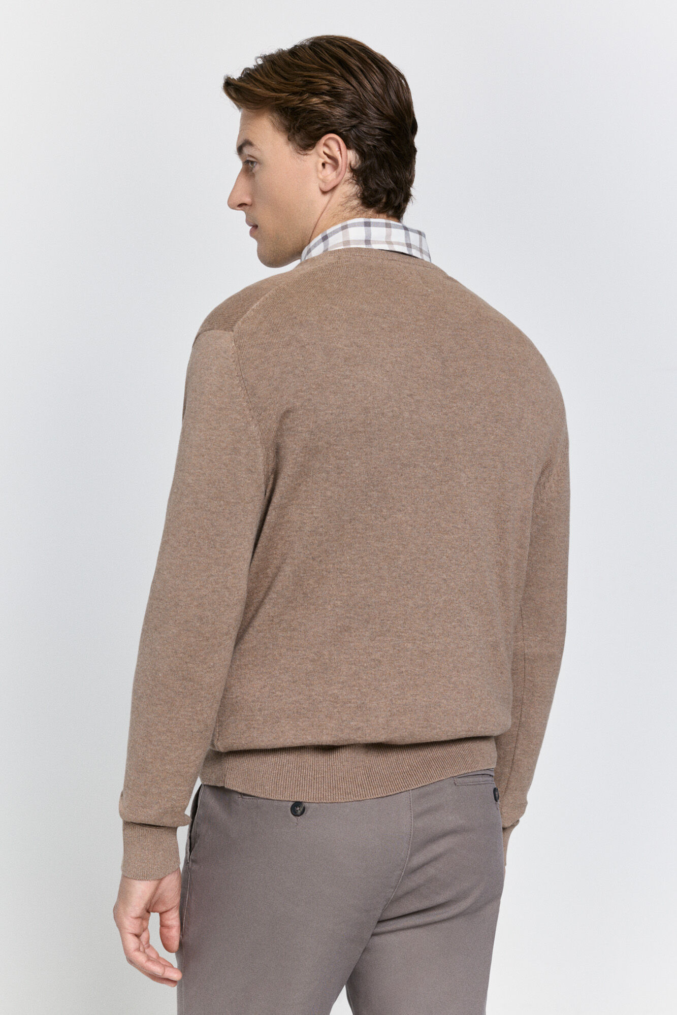 Milano Jersey b&aacute;sico de cuello en PICO Beige/Camel