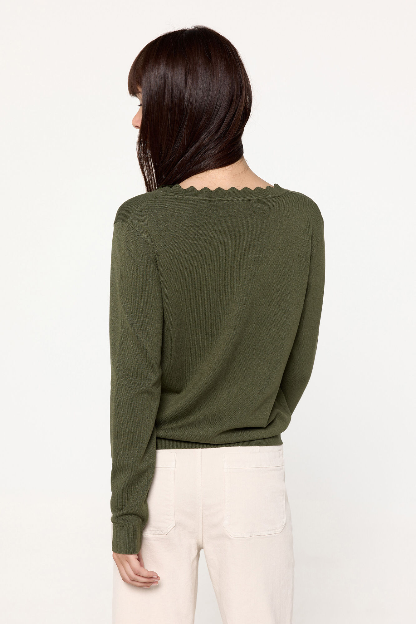 Milano Cardigan de punto de viscosa con detalle ondas Kaki