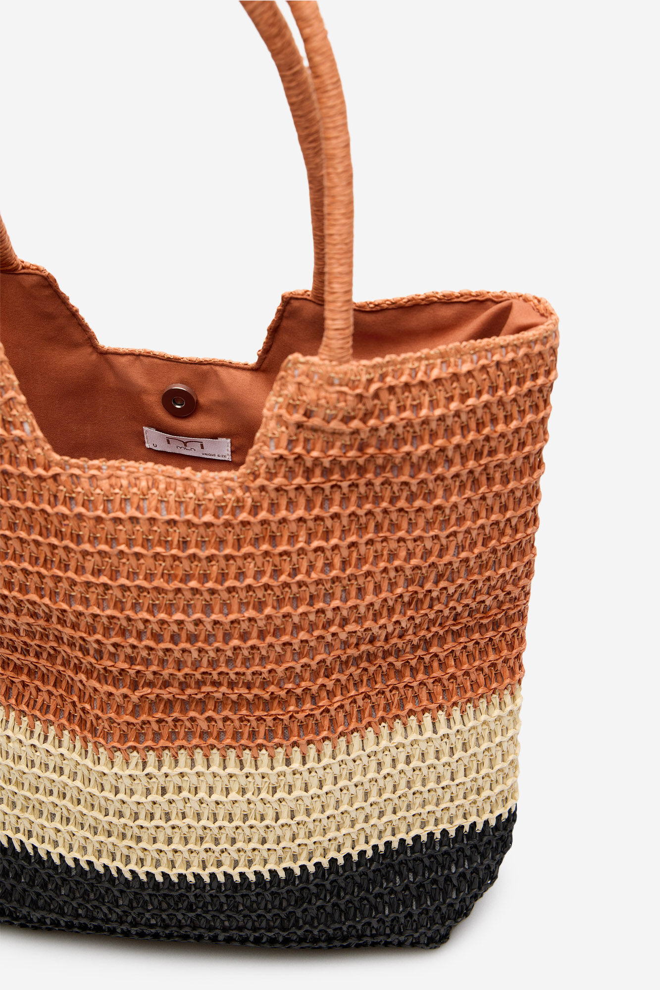Milano Bolso rafia rayas Gris