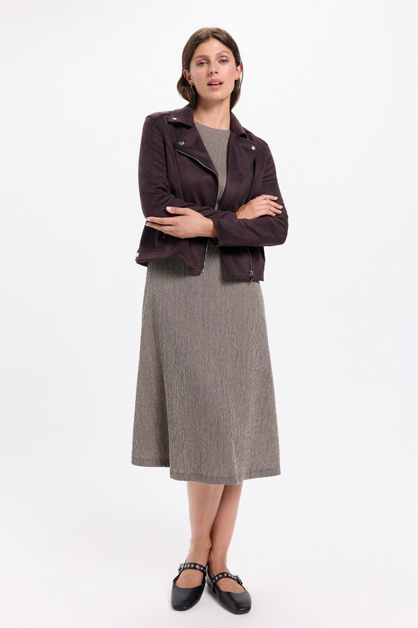 Milano Chamarra motera con efecto ante marrón Marrón Oscuro