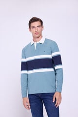 Milano Polo de rugby a rayas Azul turquesa