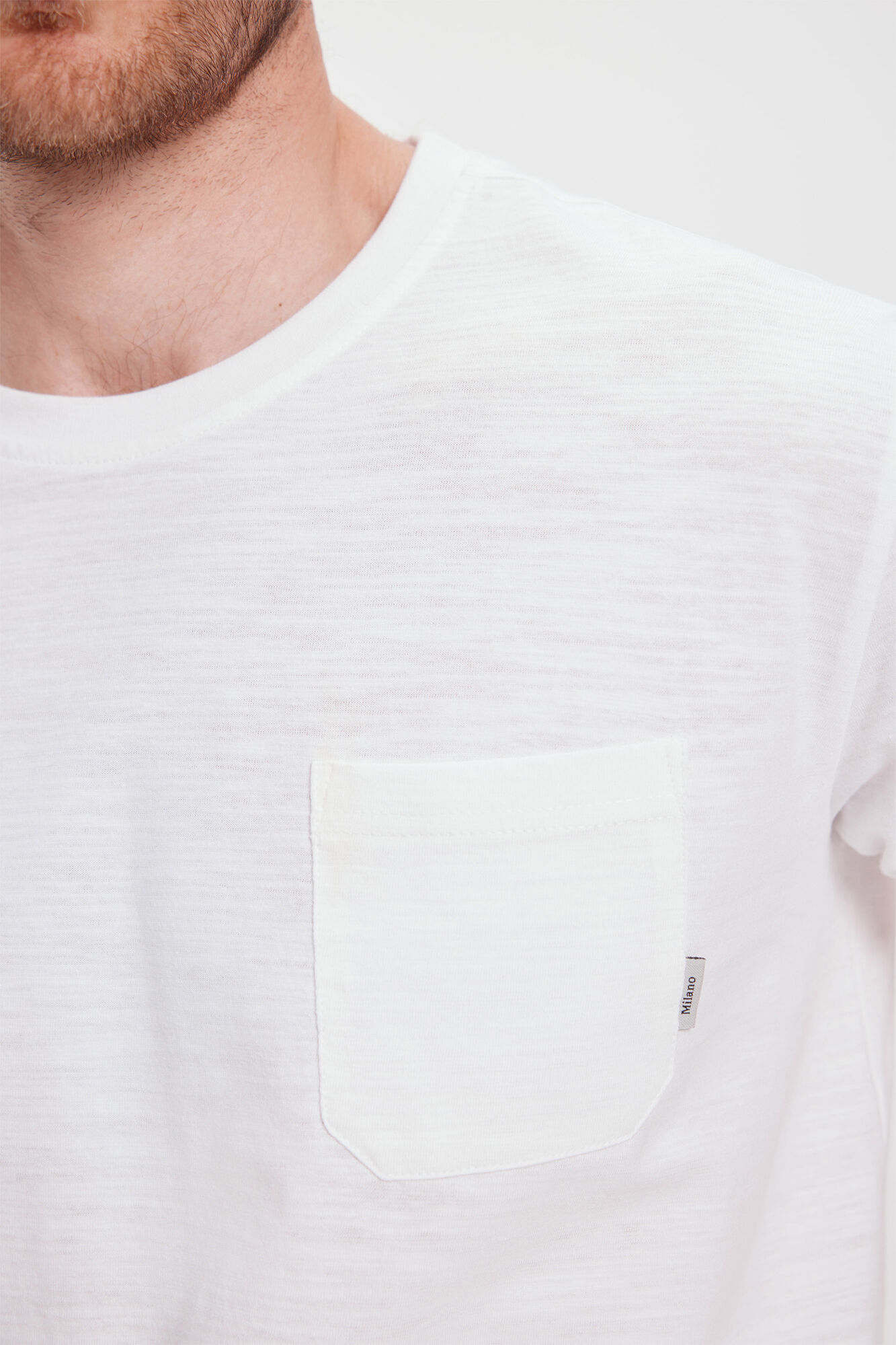 Milano Camiseta b&aacute;sica con Bolsillo Blanco