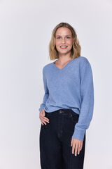 Milano Tejido jersey con cuello en pico Azul