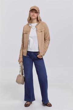 Fifty Outlet Chamarra beige efecto ante Beige