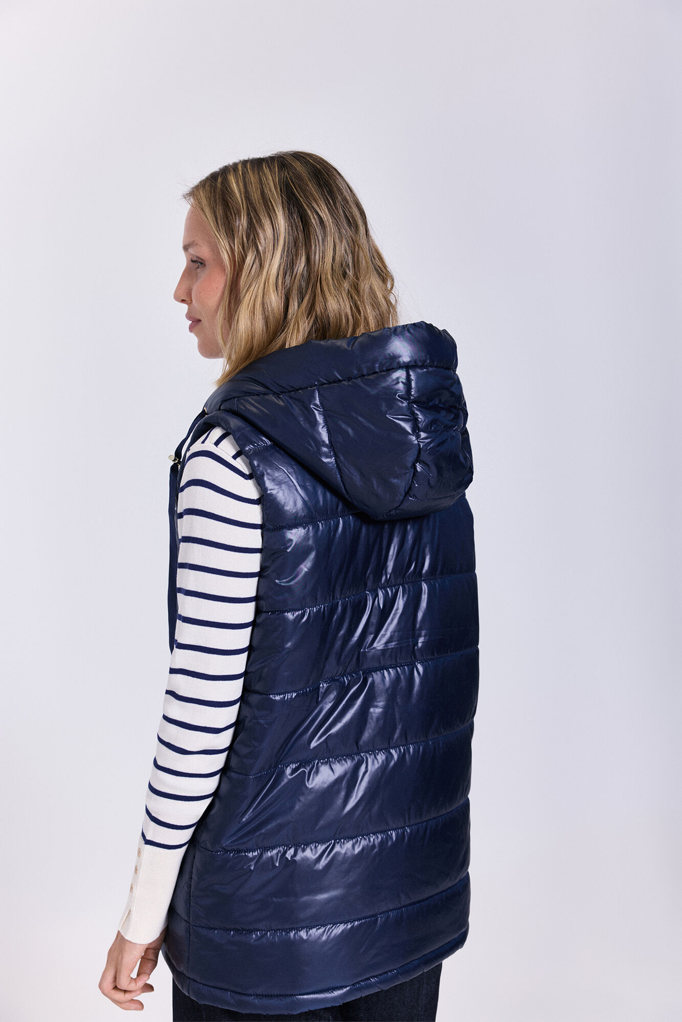 Milano Acolchado chaleco con capucha Navy