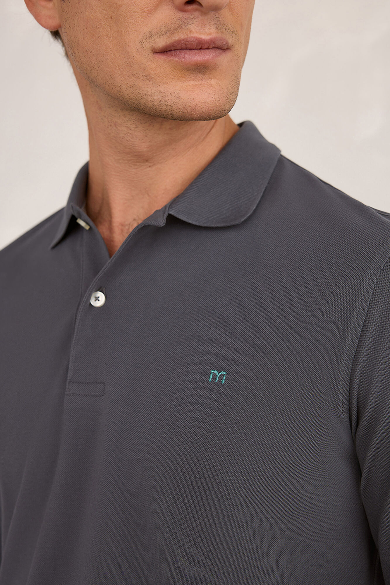 Milano Polo de rugby de manga larga Gris Oscuro