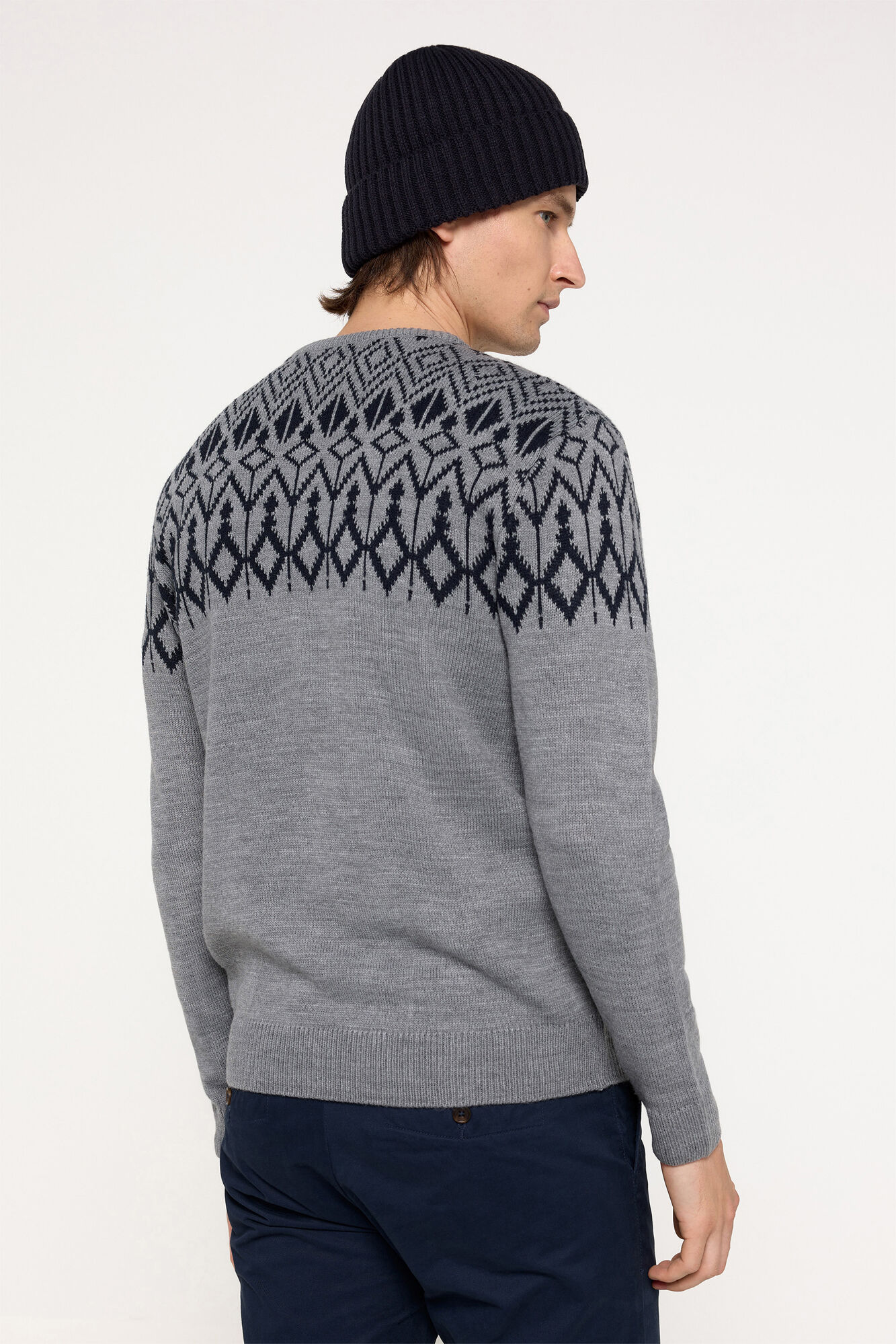 Milano Jersey cenefas cuello caja Gris