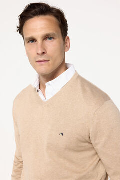 Fifty Outlet Suéter básico cuello pico Beige