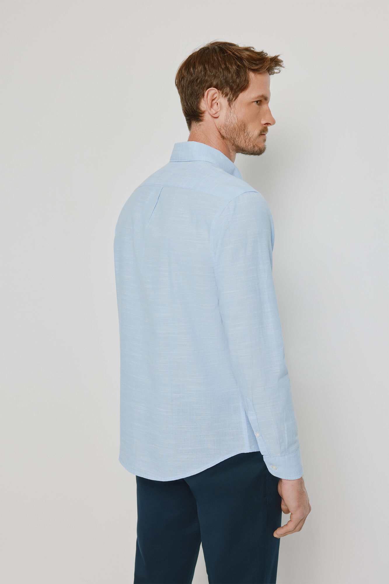 Milano Camisa lisa de manga larga Azul Claro
