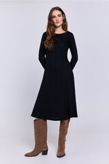 Milano Vestido midi manga larga Negro