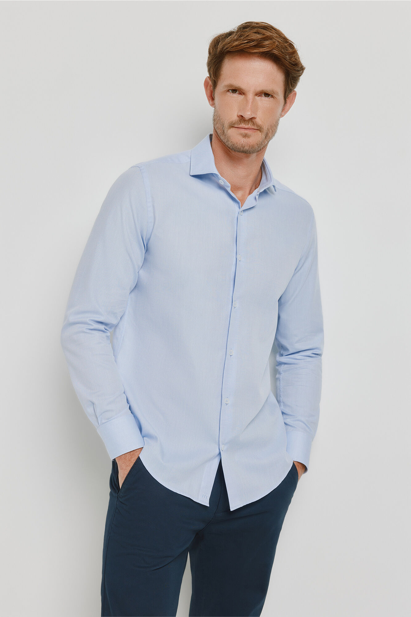 Milano Camisa de vestir de manga larga Azul Claro