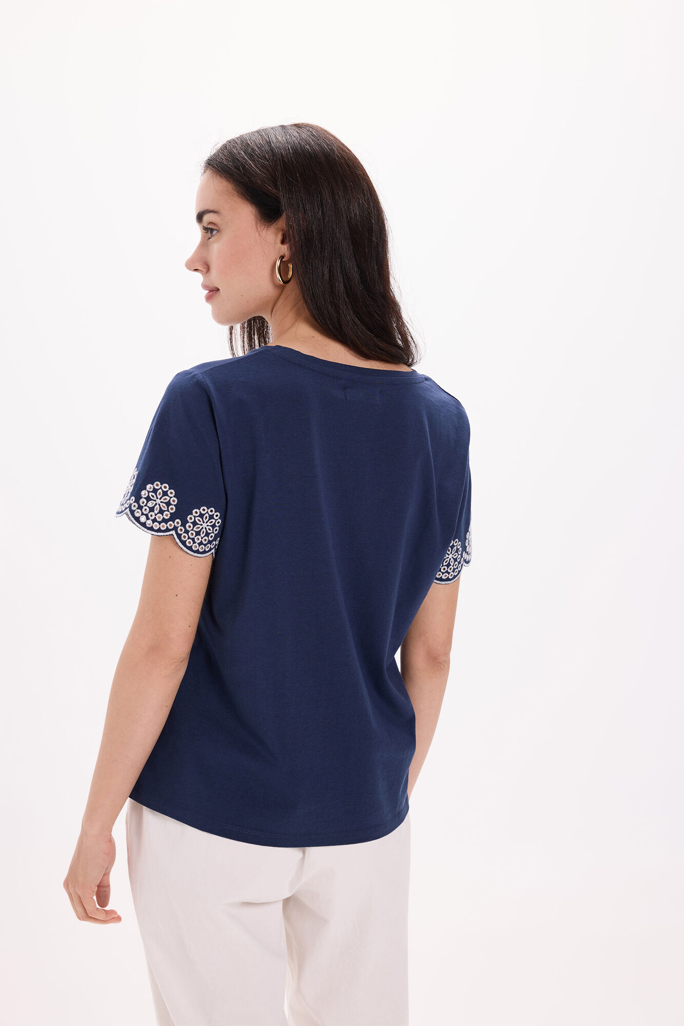 Milano Playera bordado de manga corta con cuello en PICO Navy