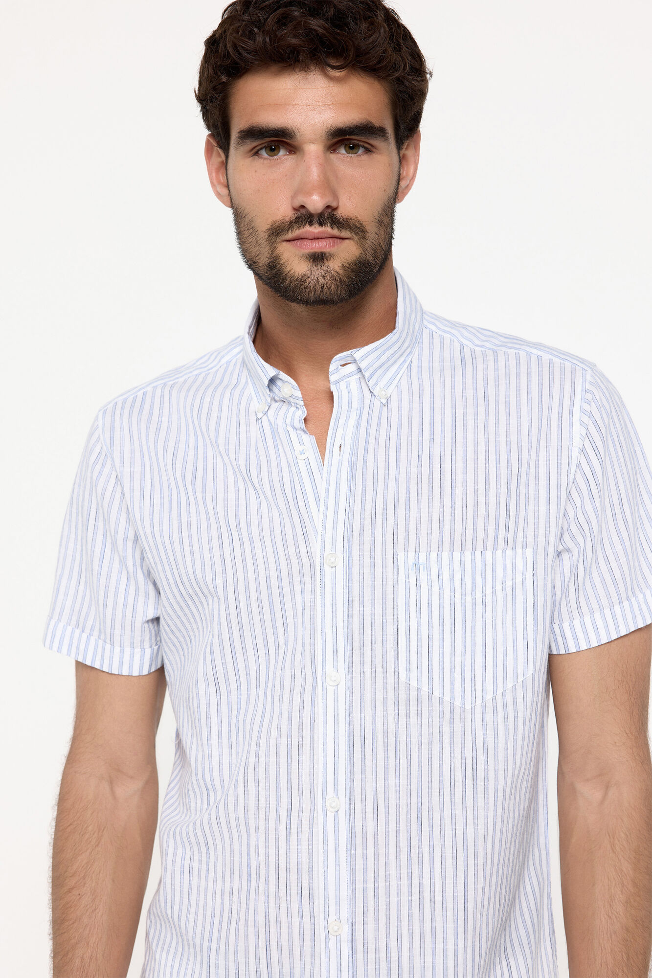 Milano Camisa slub rayas Azul