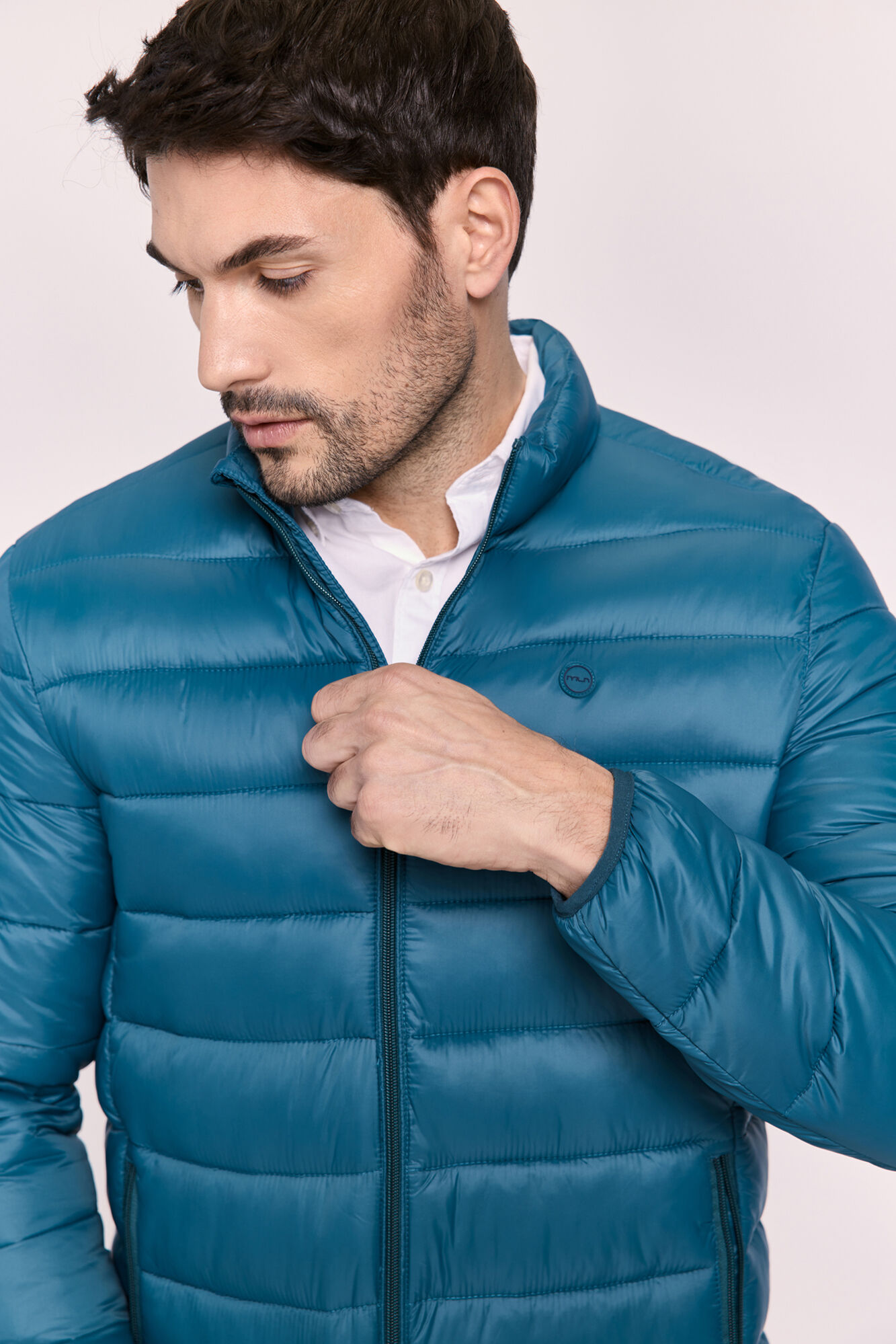 Milano Jersey b&aacute;sico cuello redondo ajustado Azul