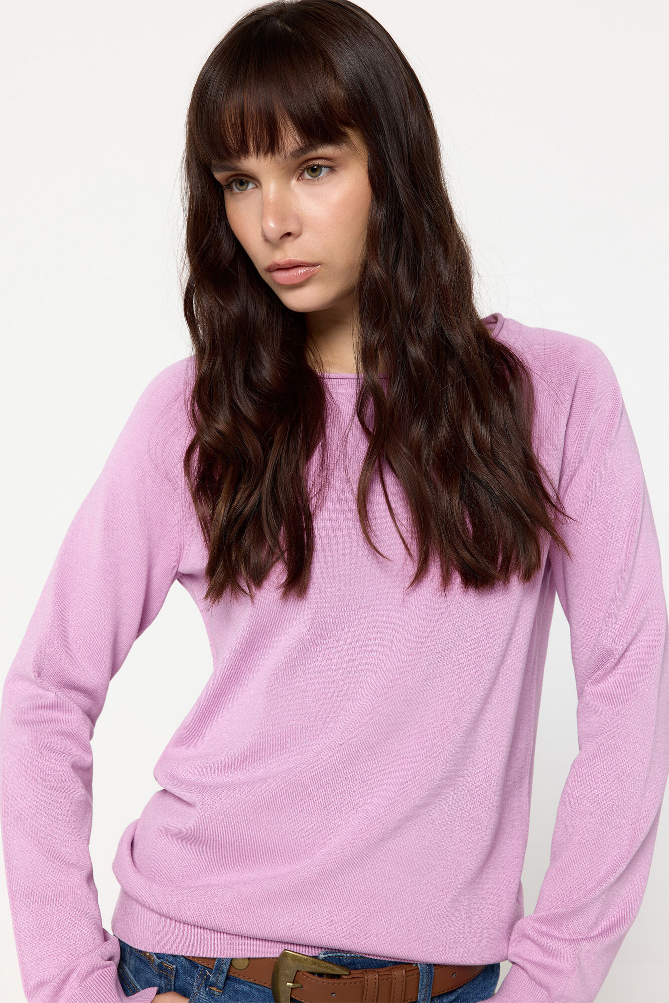 Milano Jersey de punto de viscosa cuello barco Rosa