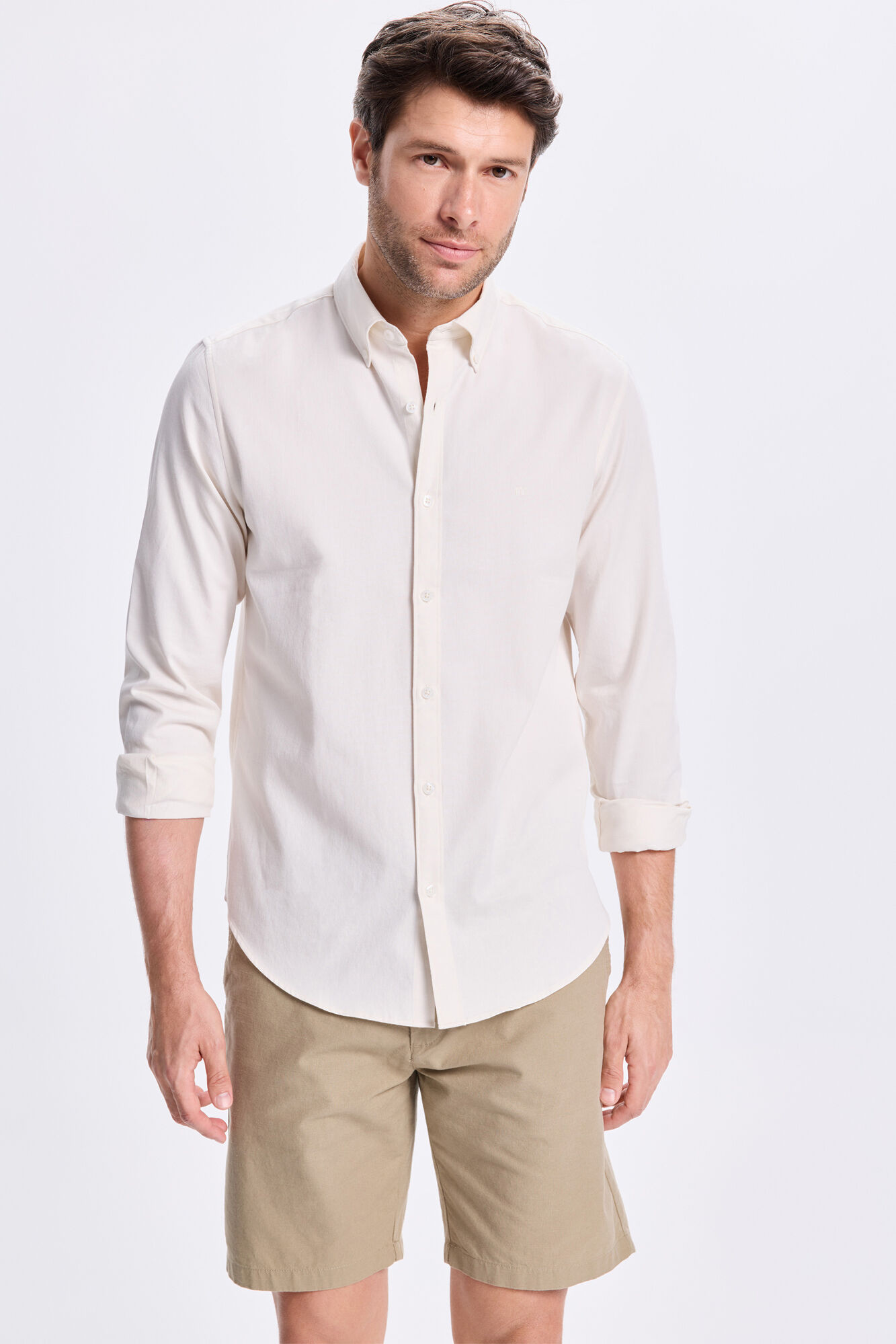 Milano Camisa de sarga liso Blanco