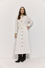 Milano Su&eacute;ter cuello redondo con dise&ntilde;o calado Beige