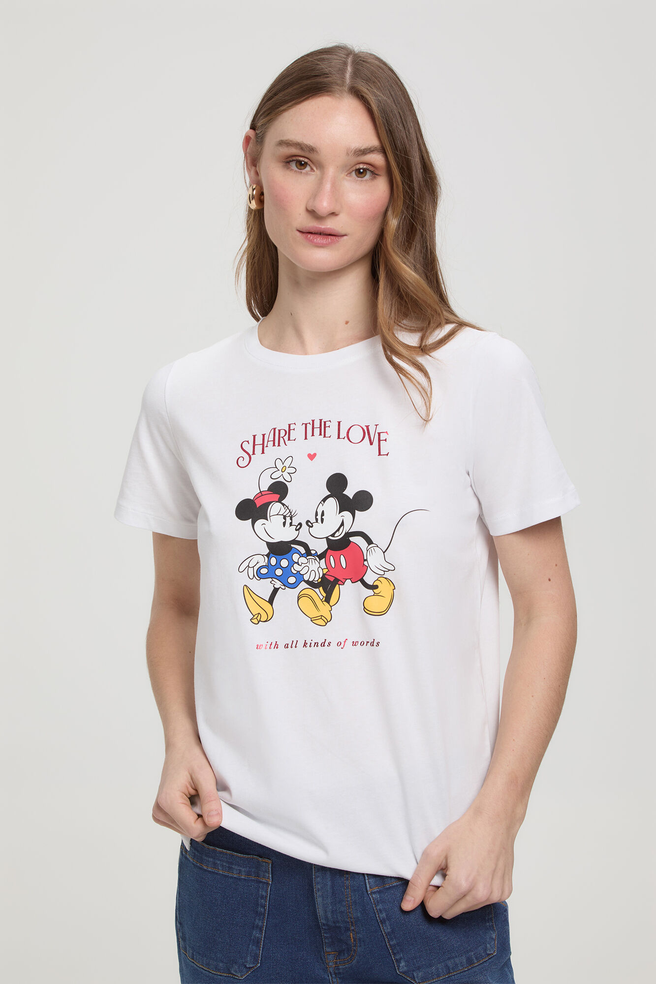 Milano Camiseta licencia Mickey y Minnie Mouse manga corta Blanco