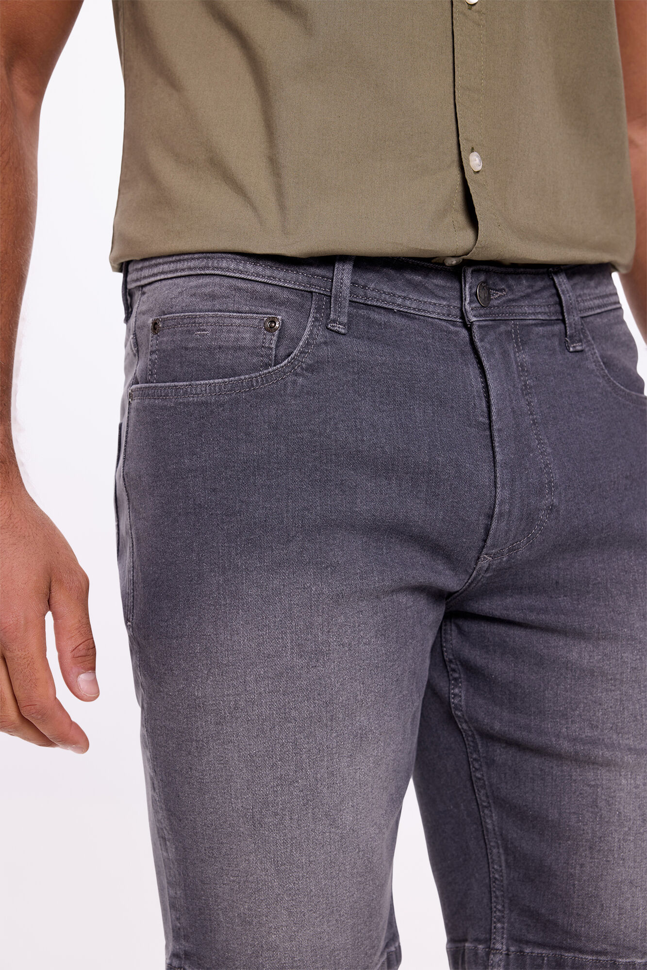 Milano Bermudas de denim ajustadas Gris