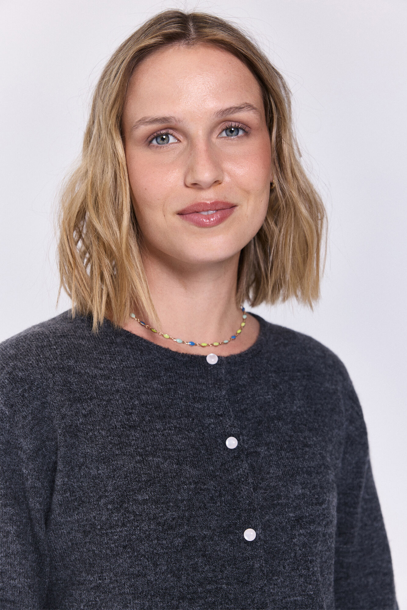 Milano C&aacute;rdigan de tejido con cierre de botones Gris Oscuro