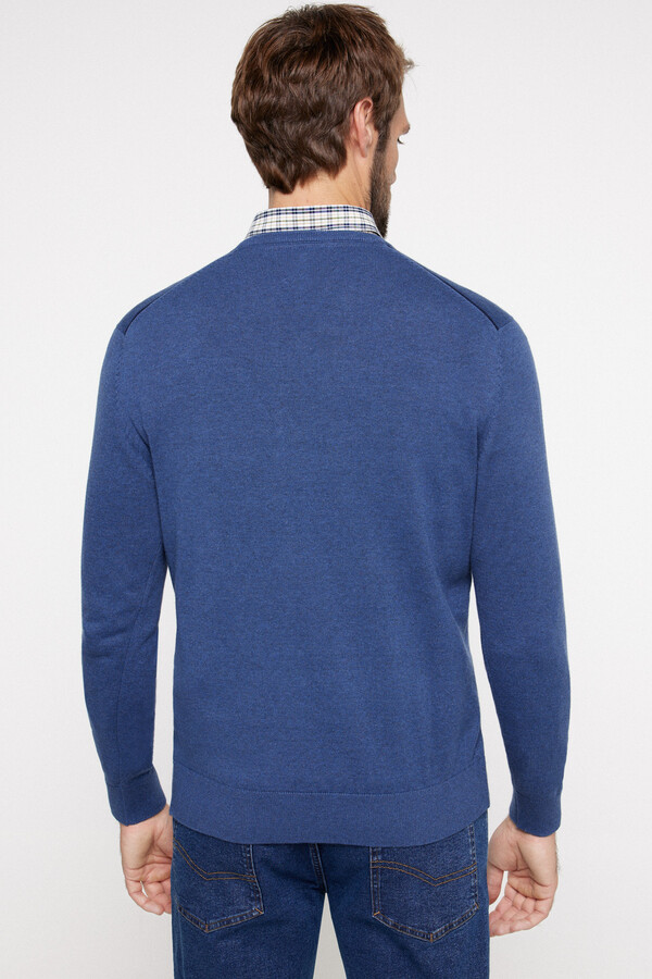 Fifty Outlet Jersey de cuello pico en algodón Azul