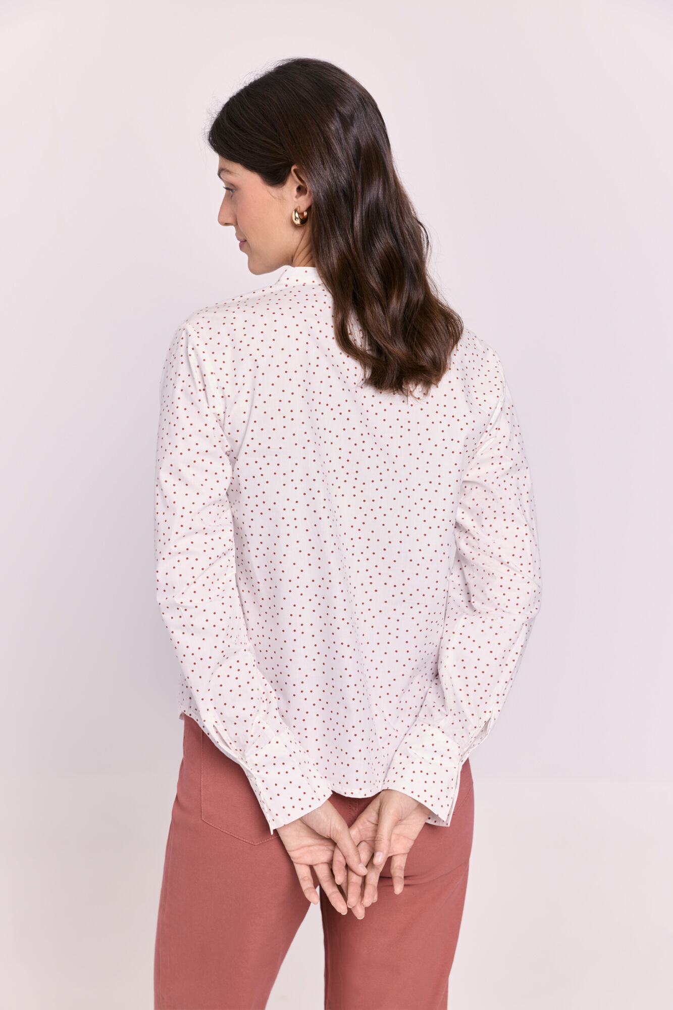 Milano Camisa cuello mao estampada Coral