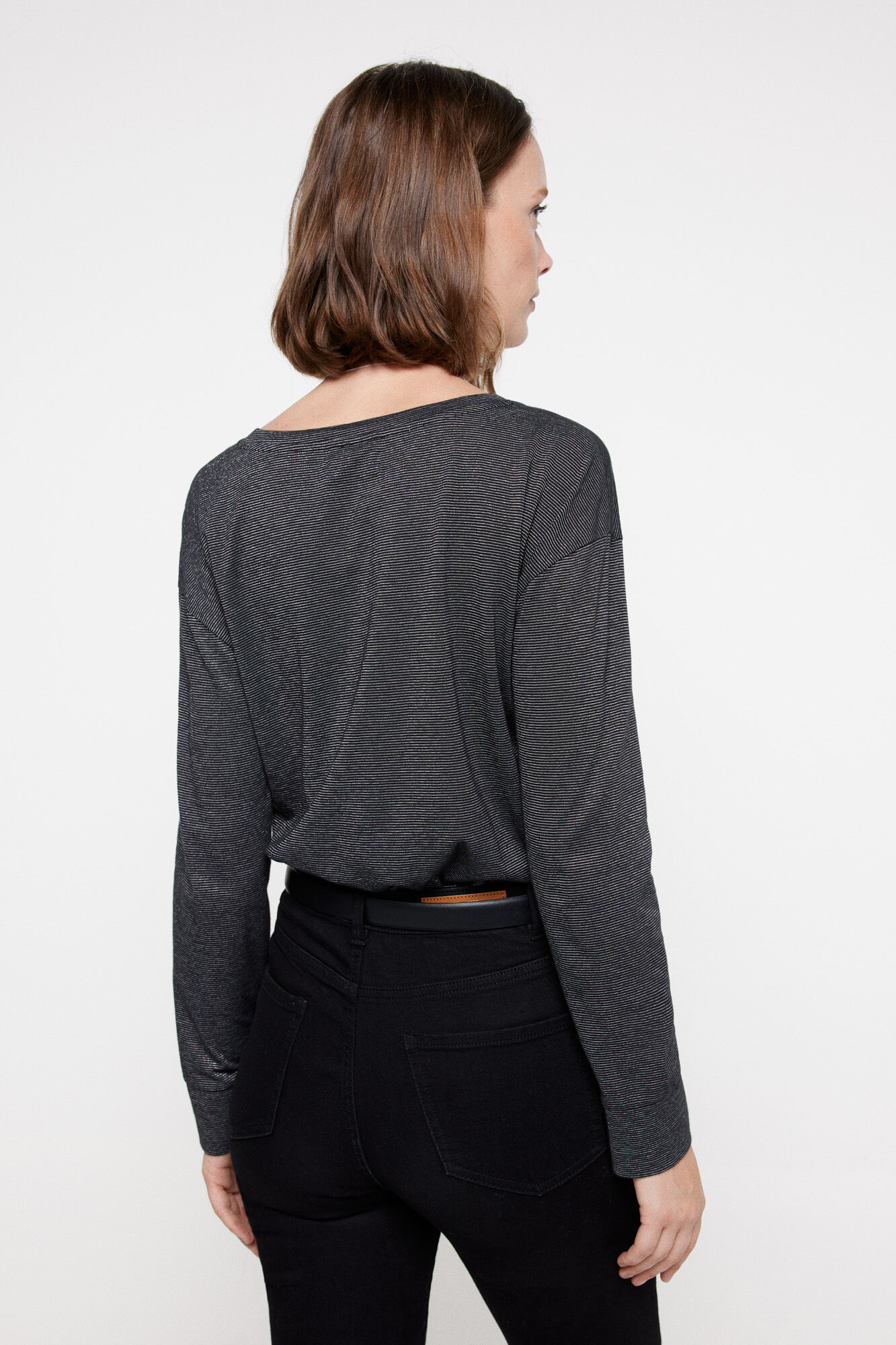 Milano Camiseta Rayas Lurex Gris Claro