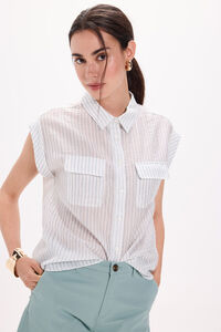 Fifty Outlet Camisa fluida con bolsillos Azul