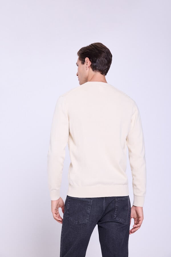 Milano Jersey de cuello redondo estructurado Beige