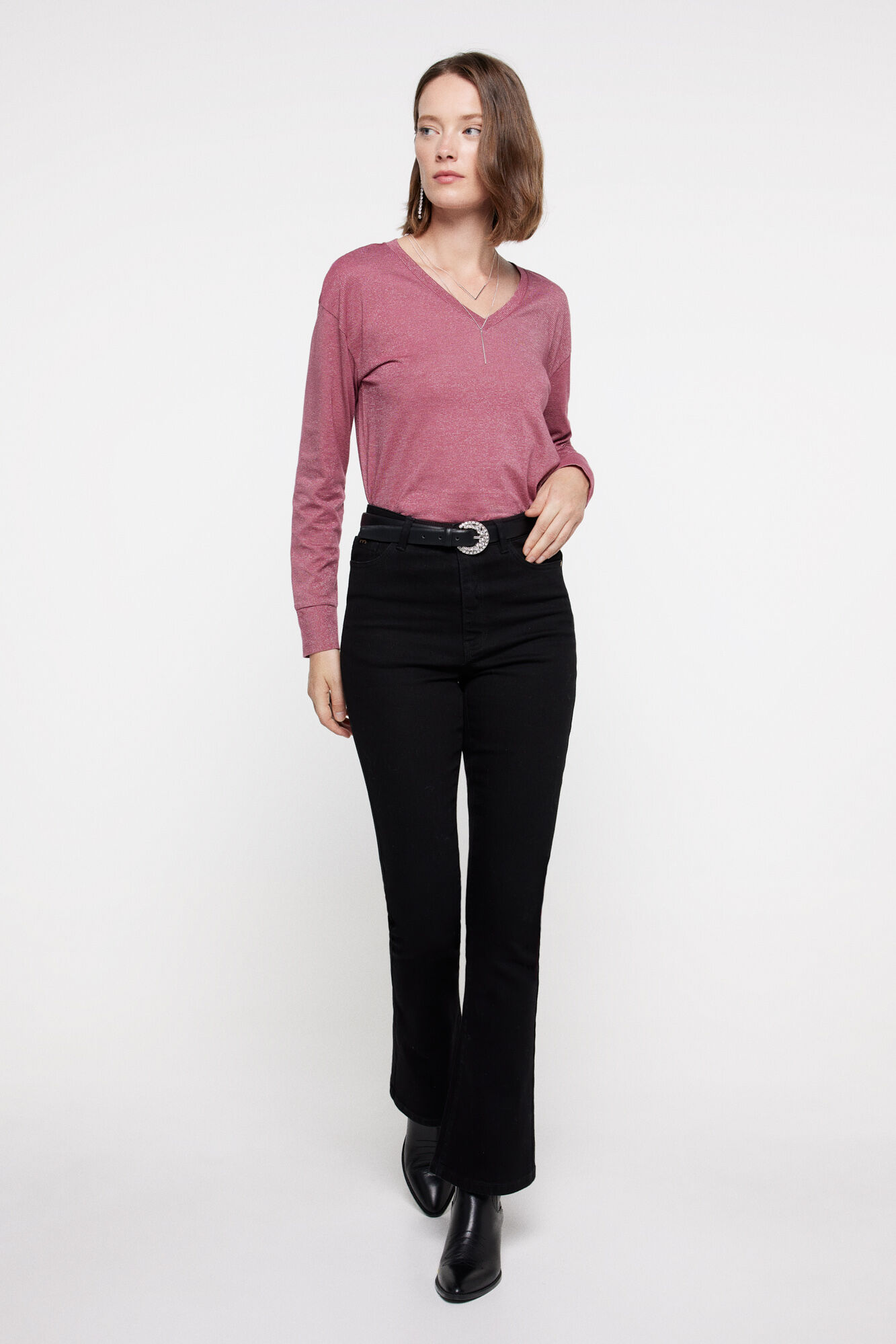 Milano Camiseta Rayas Lurex Fucsia