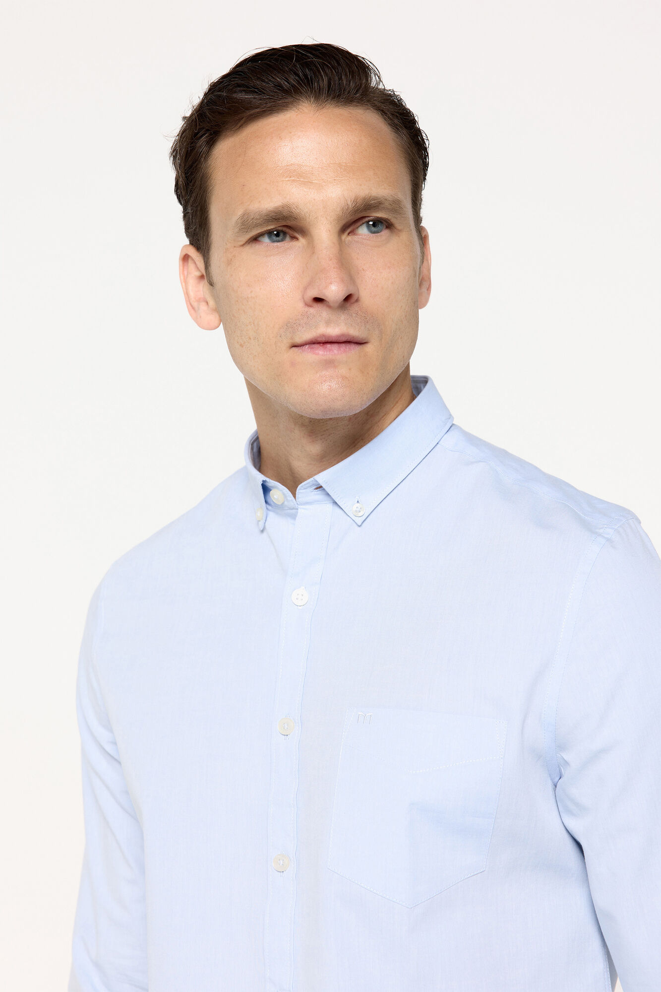 Milano Camisa sport de manga larga lisa Azul