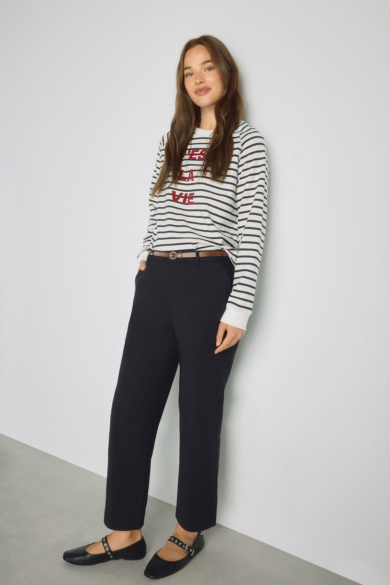 Milano Pantal&oacute;n chino con cintur&oacute;n Negro