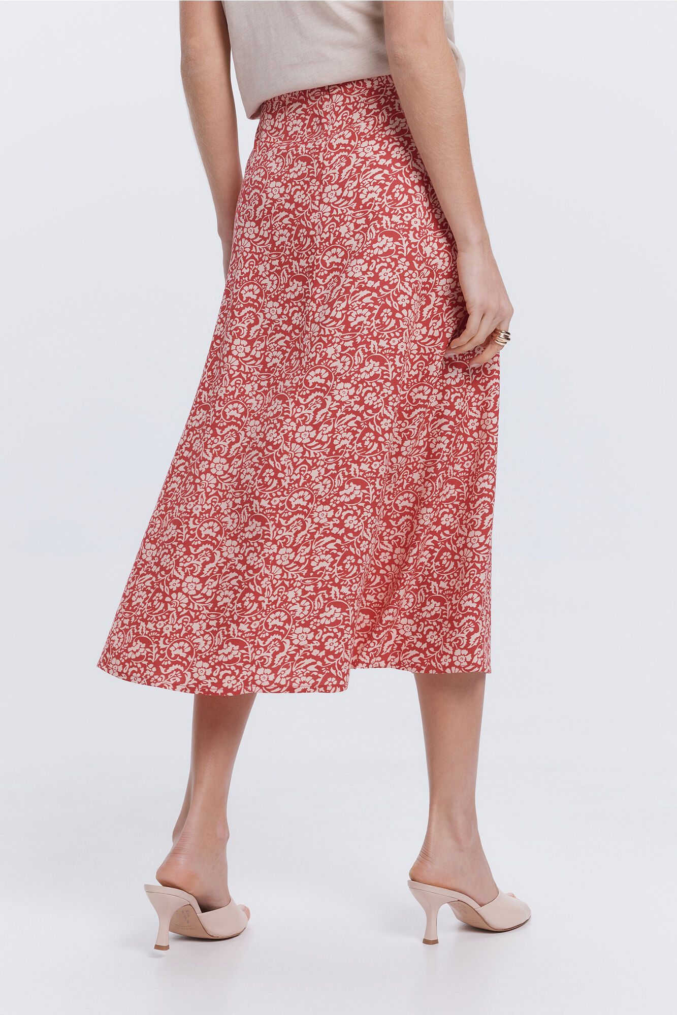 Milano Falda midi fluida Rojo