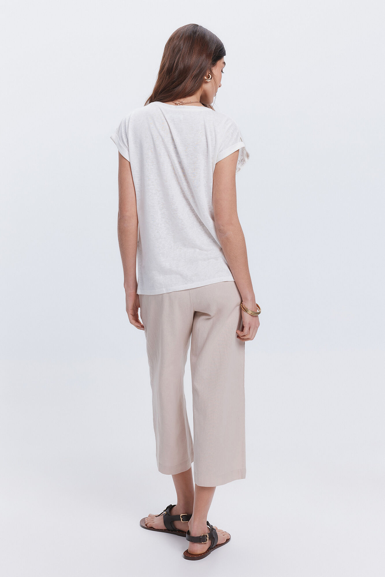 Milano Camiseta estampada con strass Marfil