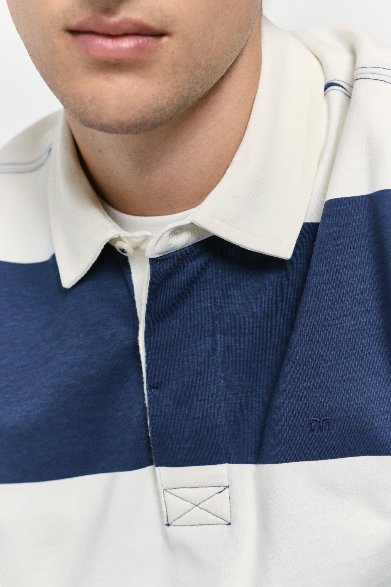Milano Polo estilo rugby a rayas Navy