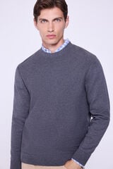 Milano Jersey básico de cuello redondo Gris Oscuro