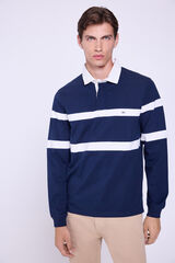 Milano Polo de rugby a rayas Navy