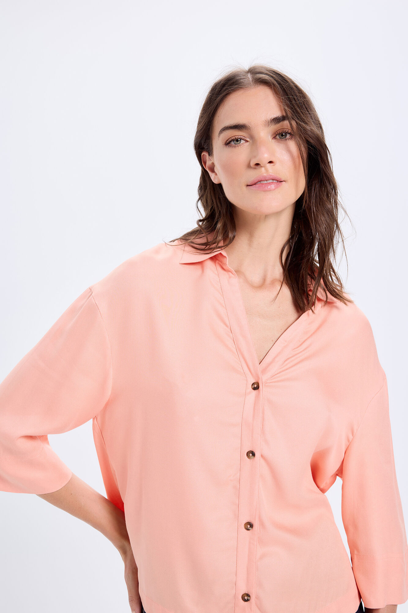 Milano Blusa con cuello de polo Coral