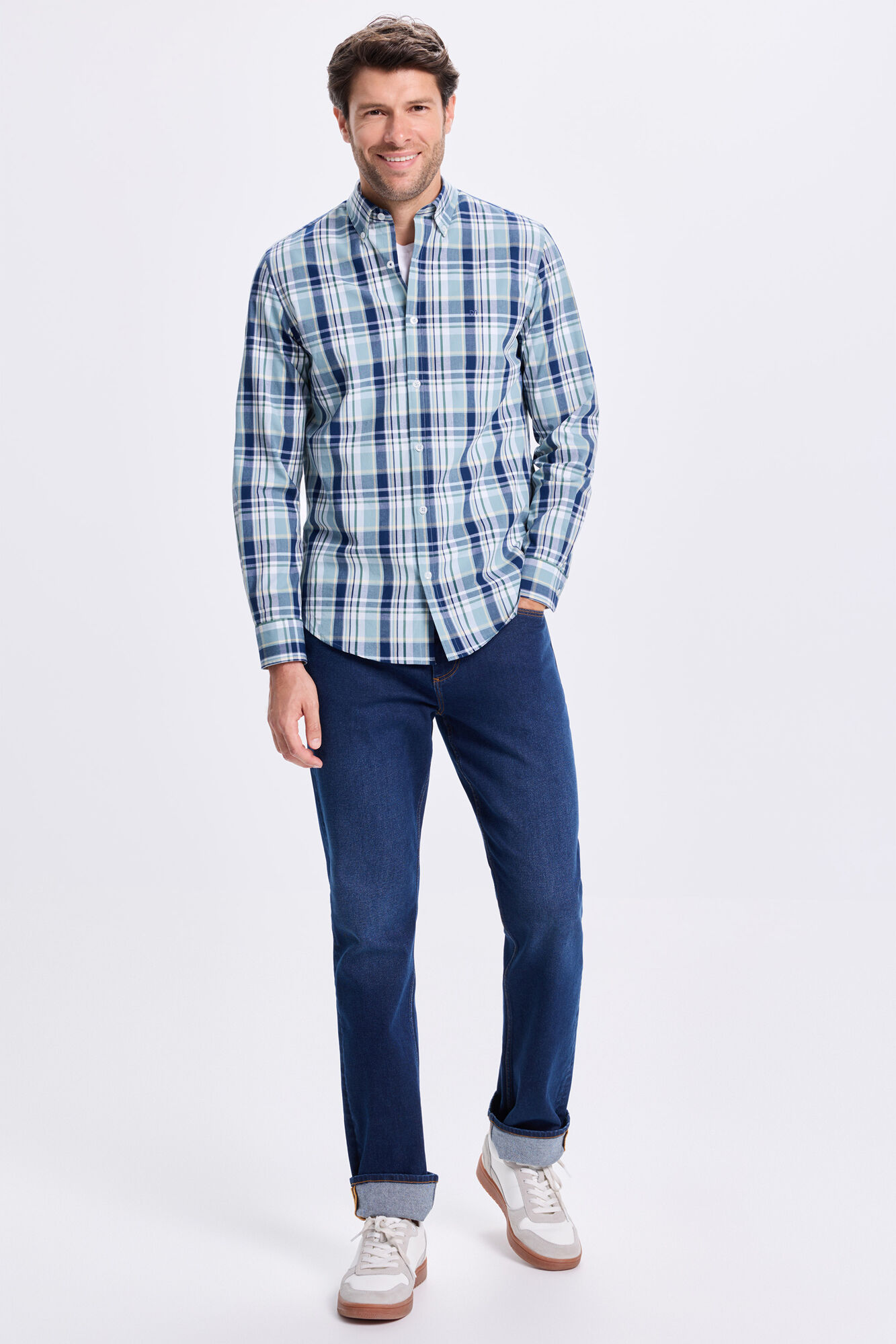 Milano Camisa de sarga a cuadros Azul