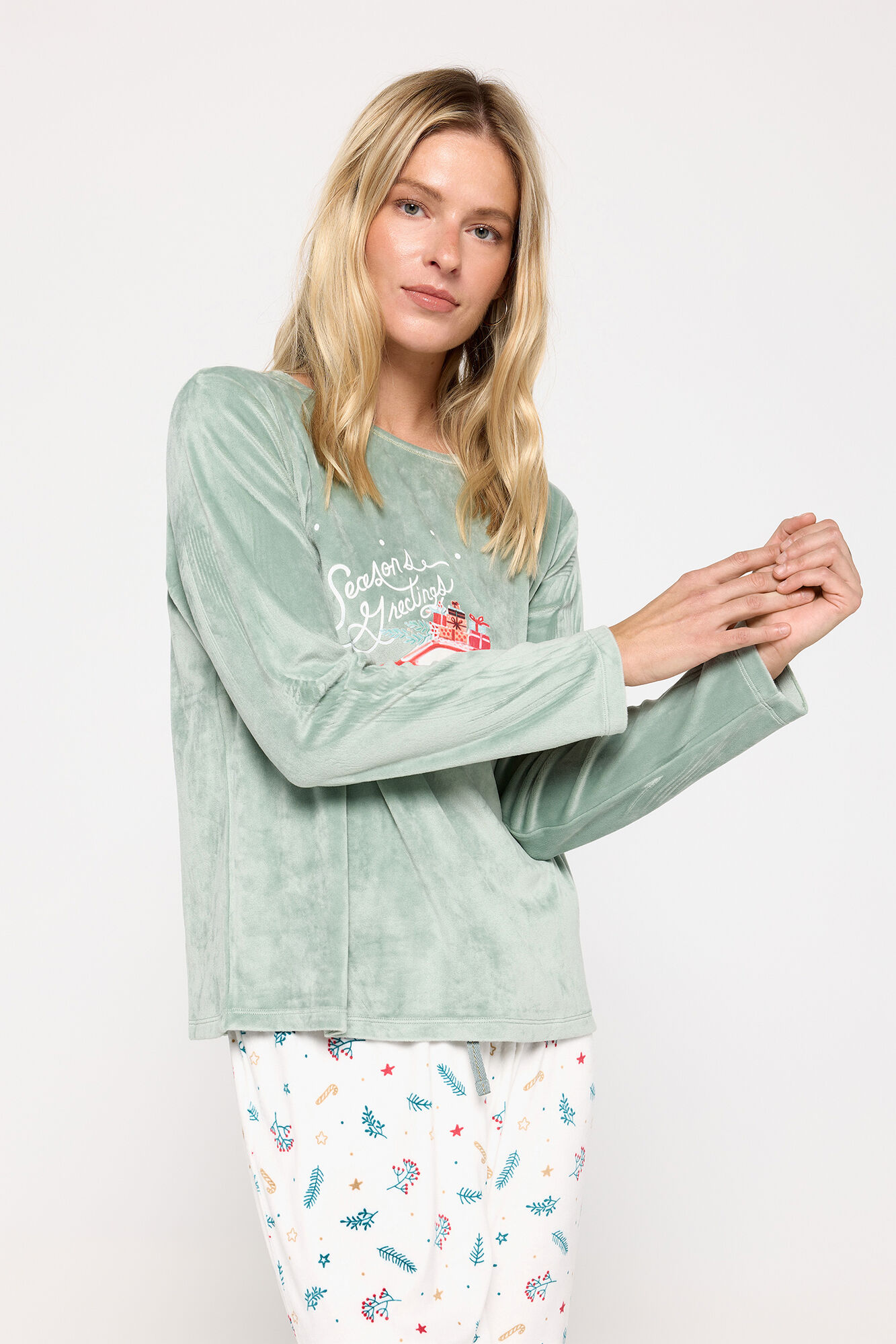 Milano Pijama de velour navide&ntilde;o