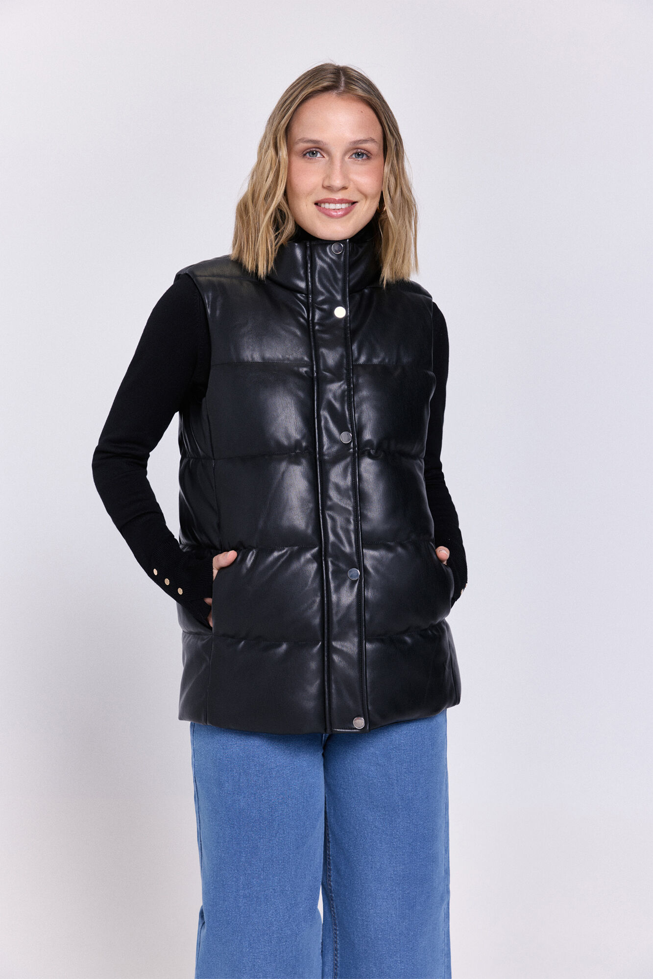 Milano Chaleco acolchado de piel Negro