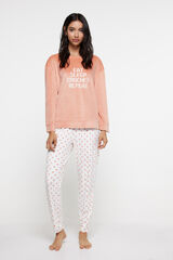 Fifty Outlet Pijama largo velour topos Coral