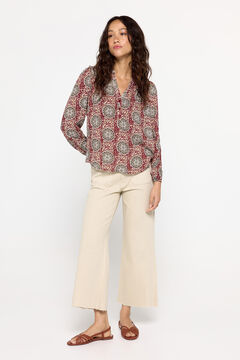 Fifty Outlet Blusa Estampada Plumetí Granate