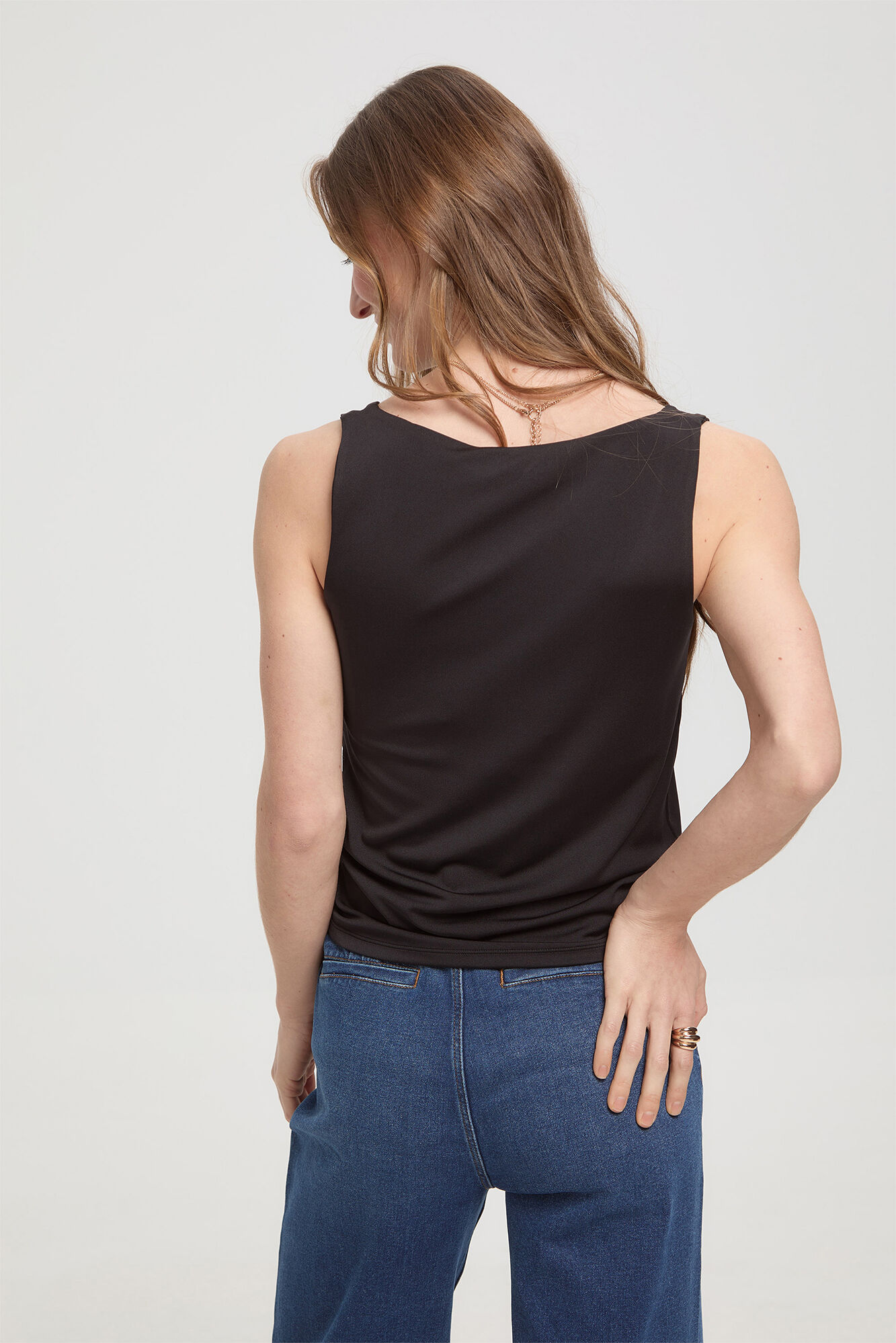 Milano Camiseta el&aacute;stica tirante ancho Negro