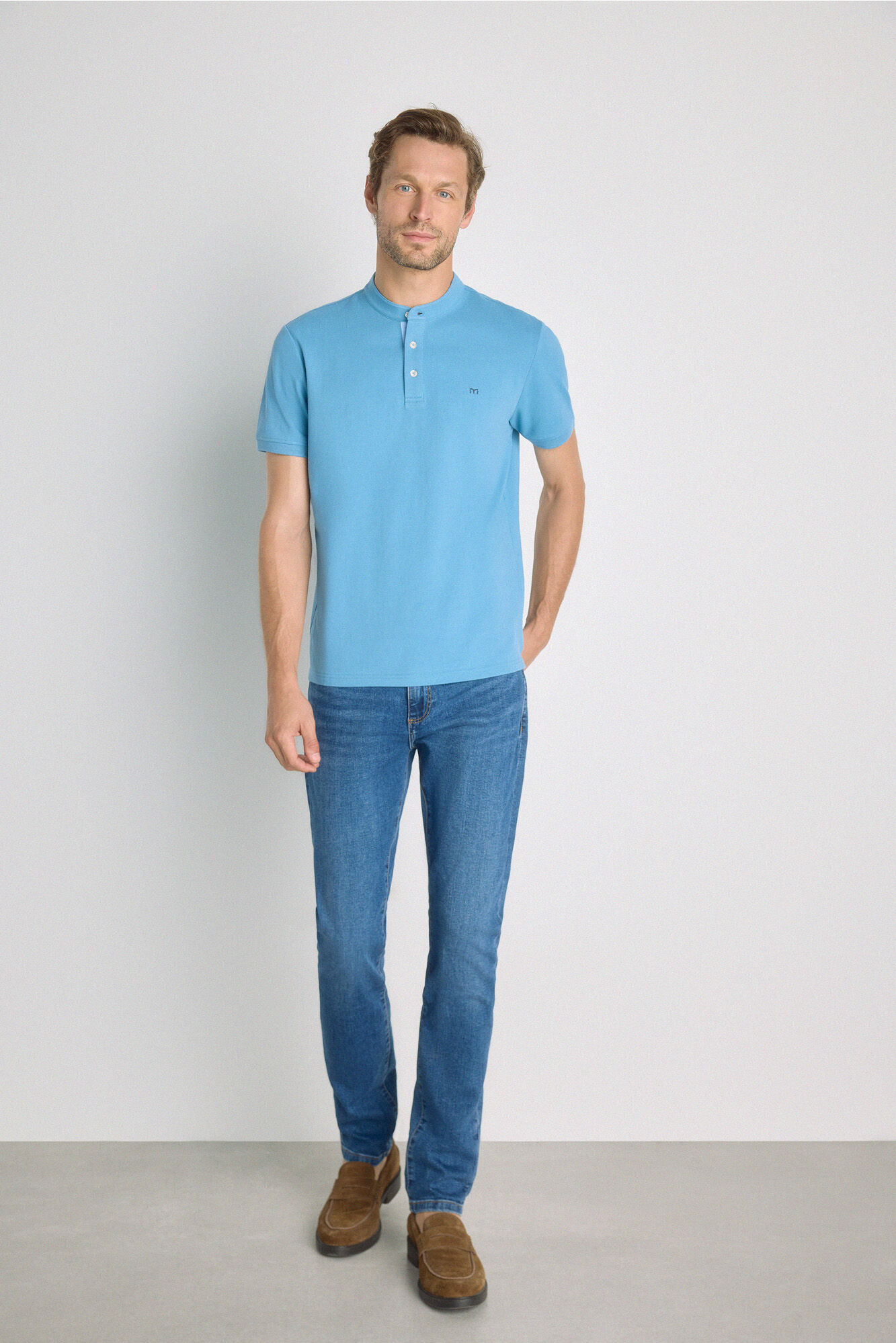 Milano Polo manga corta cuello mao Azul