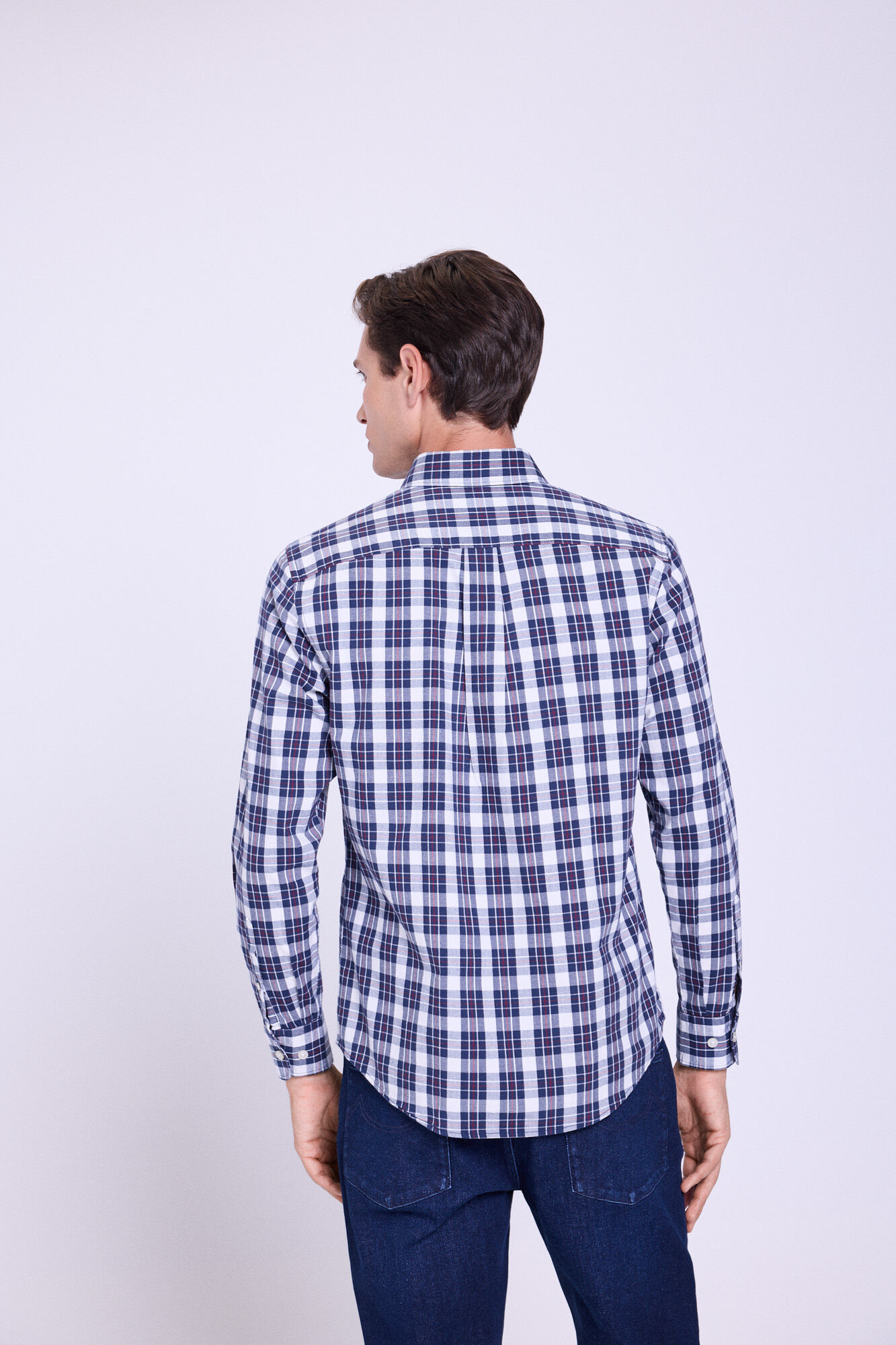 Milano Camisa a cuadros de corte relajado Navy