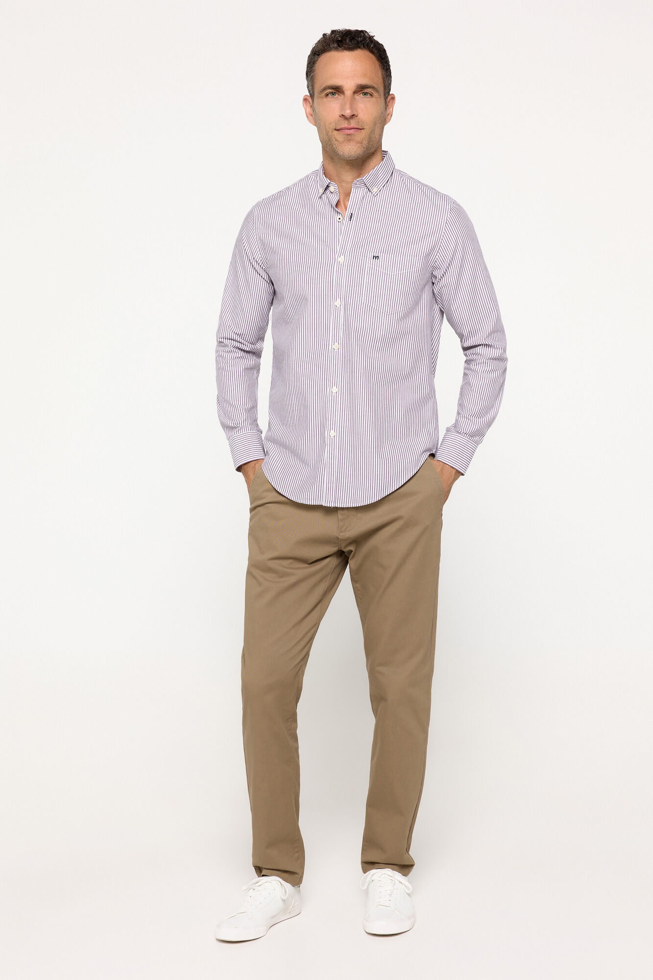 Milano Camisa Popel&iacute;n Rayas Granate