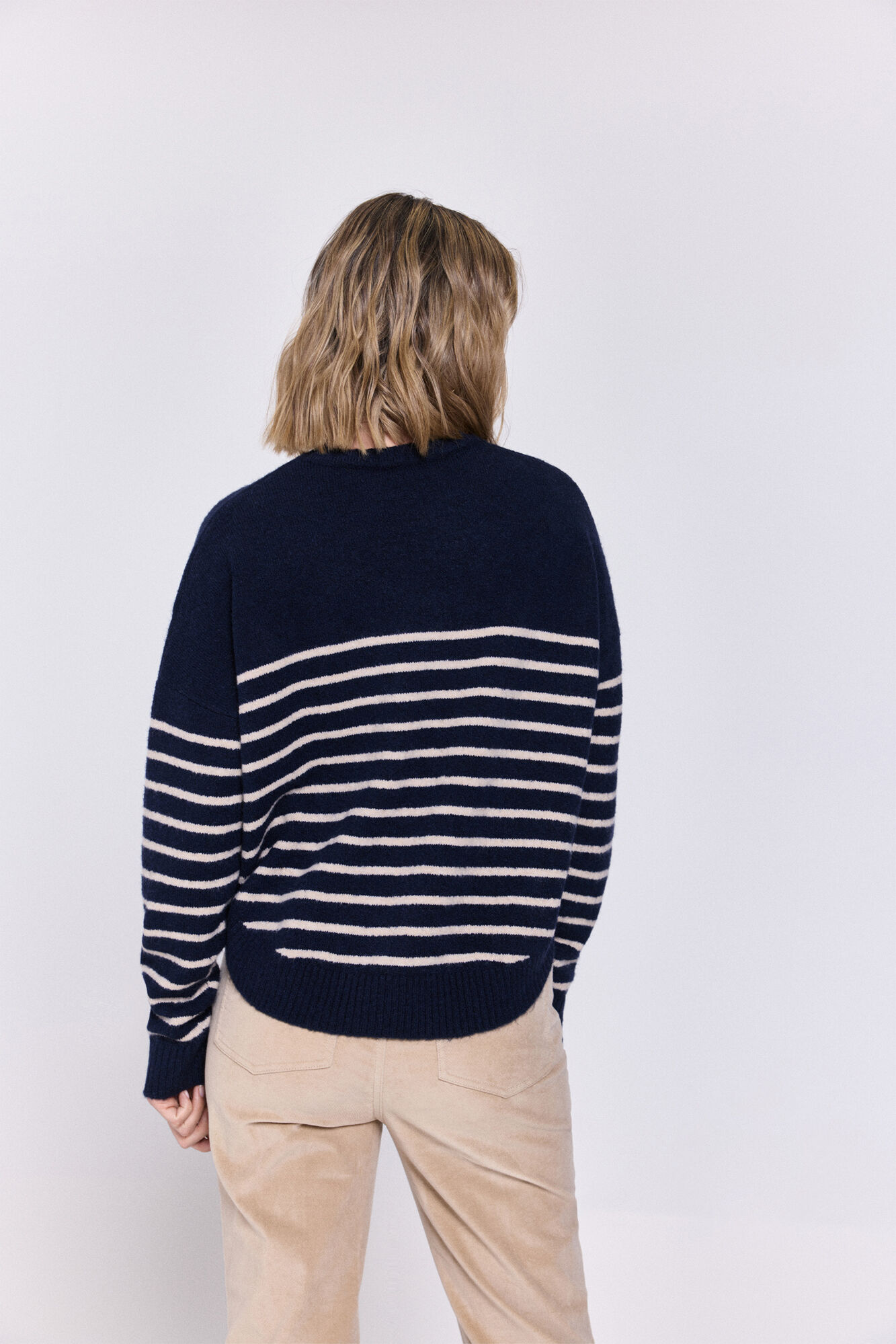 Milano Jersey de rayas dobladillo Navy