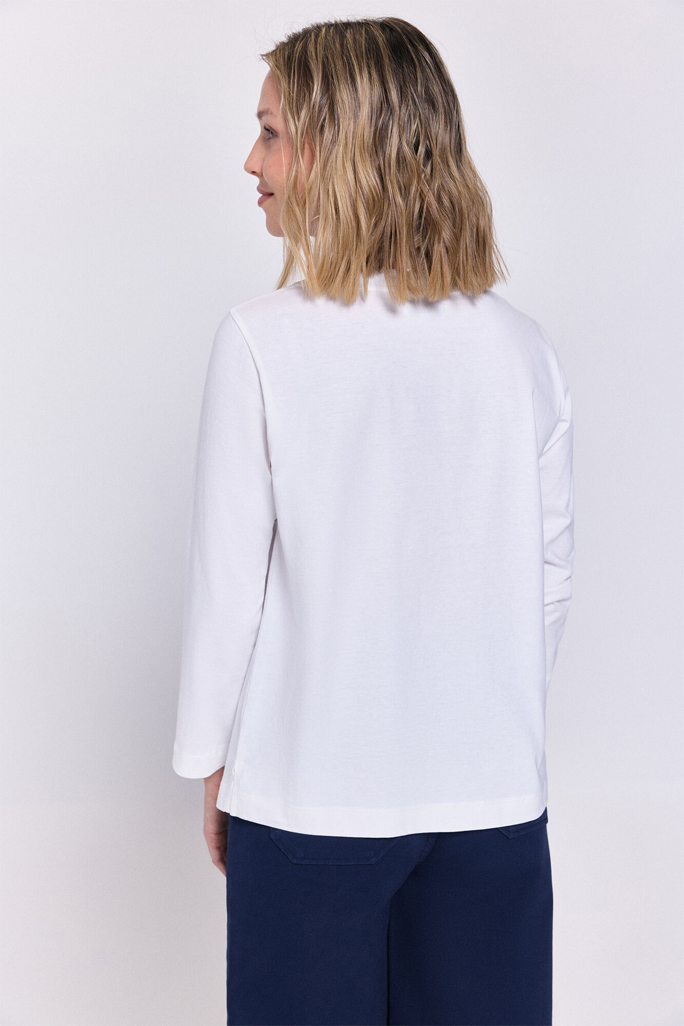 Milano Playera de algod&oacute;n con mangas francesas Marfil