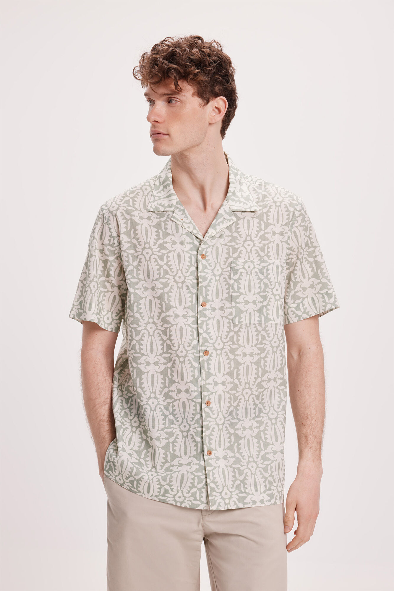 Milano Camisa Lino Estampada